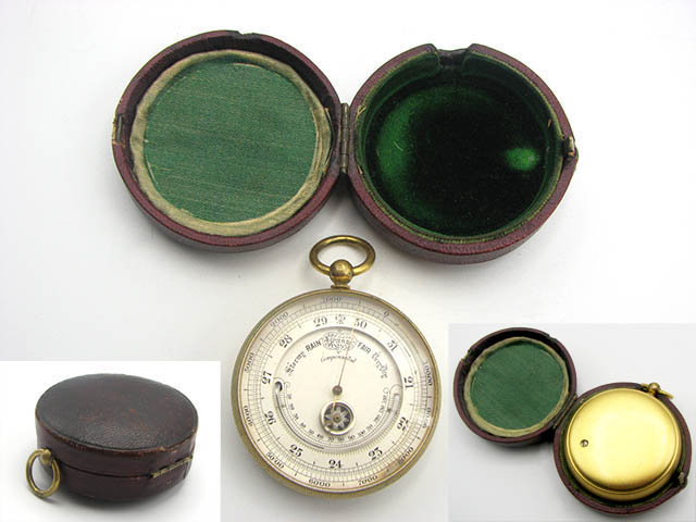 Antique pocket barometer with compass & thermometer circa 1870’s